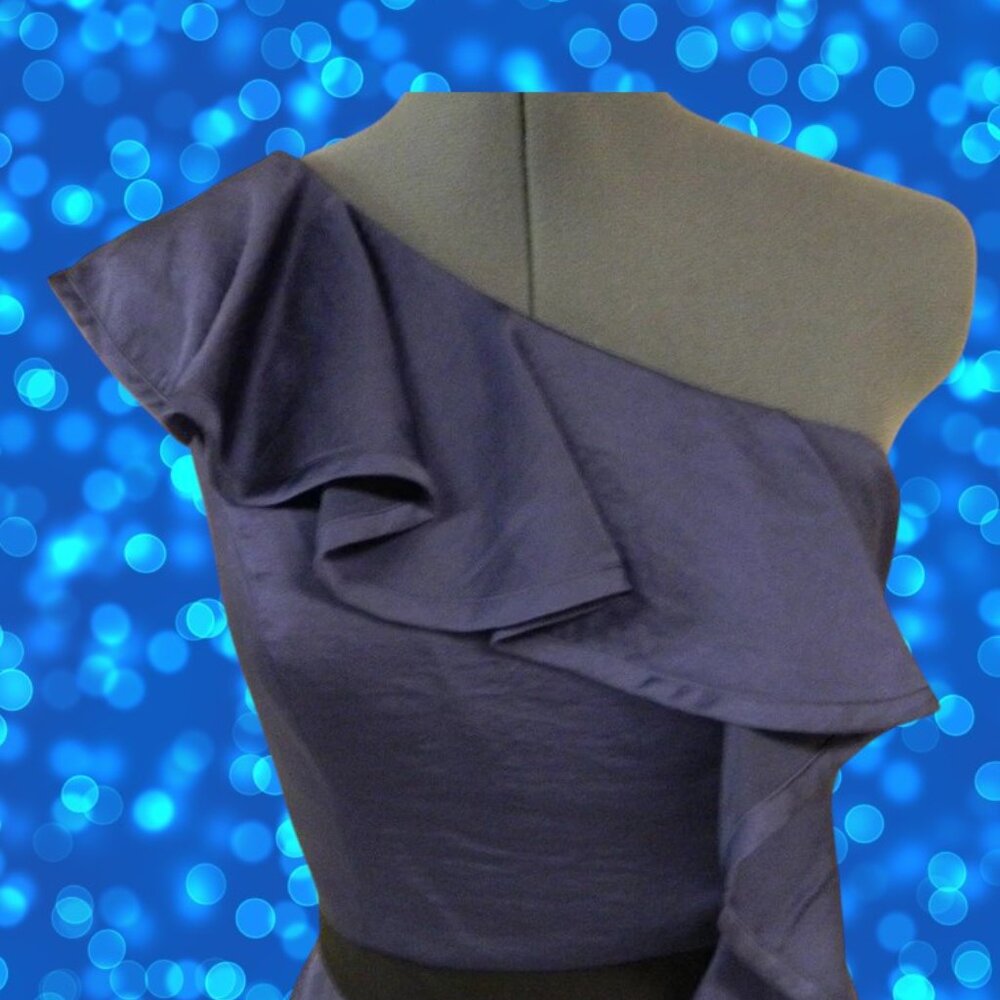 BCBGeneration Blue Smoke Sexy One Shoulder Party Dress w/Ruffle Sz-8 NWT $128.00 - Picture 8 of 9